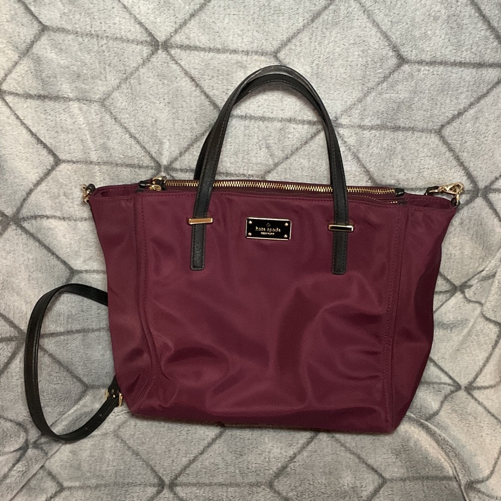 Kate Spade Burgundy Purse with Black Accents